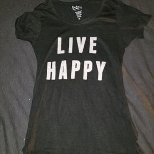 Live Happy T-Shirt - Medium - Black Heather